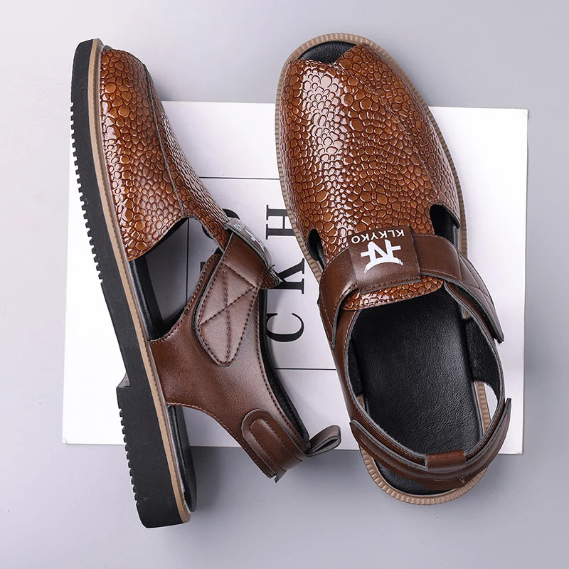 Sandals for Man Fashion Outdoor Roman Genuine Leather Indoor House Platform Male Beach Shoes Casual Men Sandals New In Summer