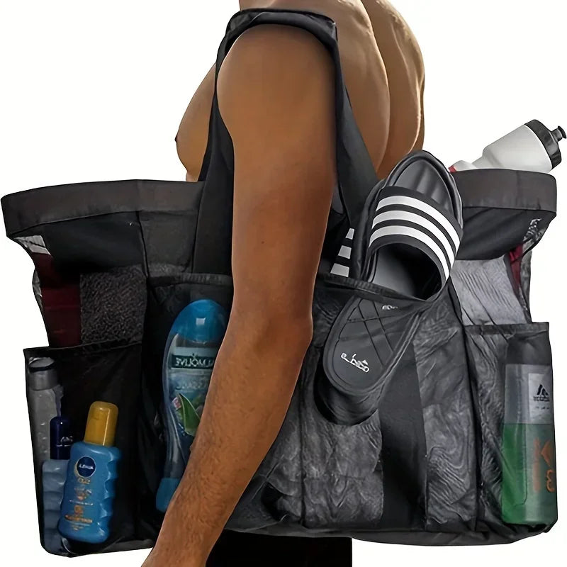 Extra Large Beach Bag - Lightweight Swimming Waterproof Foldable with Mesh Straps Zippered Pockets and Fixed Shoulder Straps