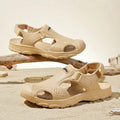 Sandals for Men, Summer Driving Beach Shoes, Breathable Hollow Home Shoes, Outdoor Hiking Sandals, Casual Versatile Closed-Toe Slippers
