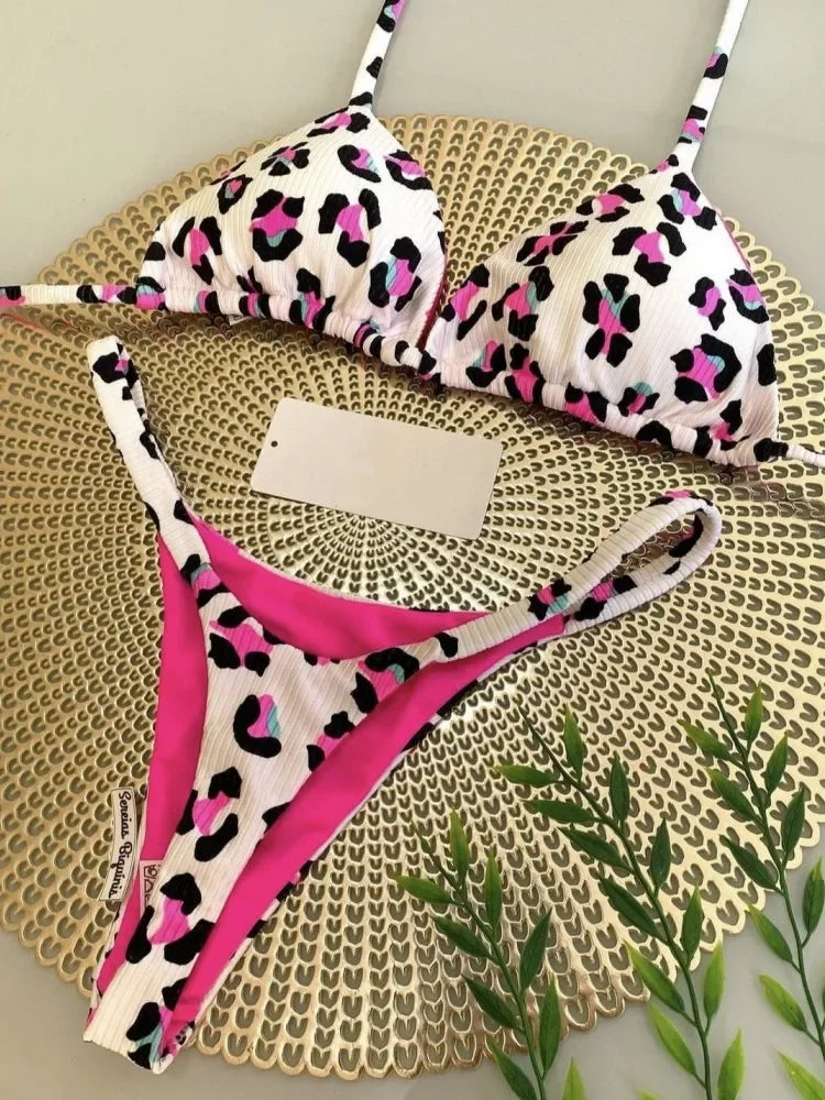 2024 brazilian bikini women suit, beach fashion, sexy thong swimsuit, cute cherry print