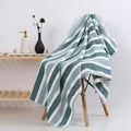 Extra Large Blue White Striped Beach Towel, Soft Absorbent Quick Dry, Summer Seaside Vacation Travel Home Essential