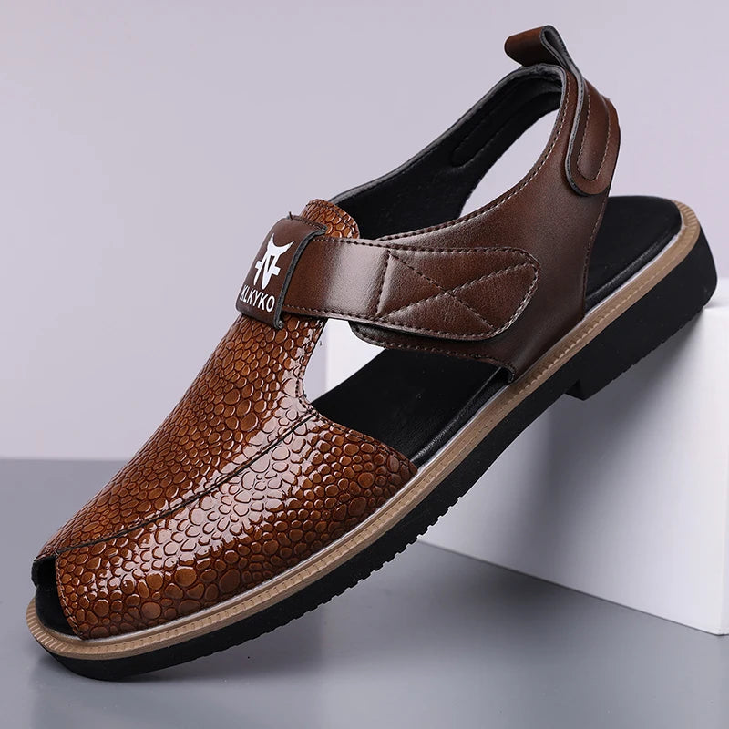 Sandals for Man Fashion Outdoor Roman Genuine Leather Indoor House Platform Male Beach Shoes Casual Men Sandals New In Summer
