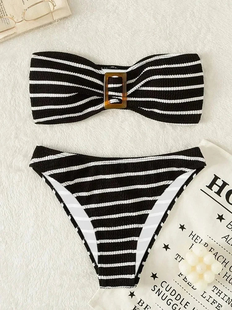 Bikini Sexy Women Swimsuit New Solid Bandeau Bikinis Set Thong Swimwear Summer Biquini 2 Piece Bathing Suit Beach Female