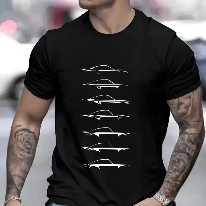 Men's T-shirt Auto Racing Car Design Tshirt Summer Classic Casual Fashion Sports Fitness O Neck Short Sleeve Comfortable Tees