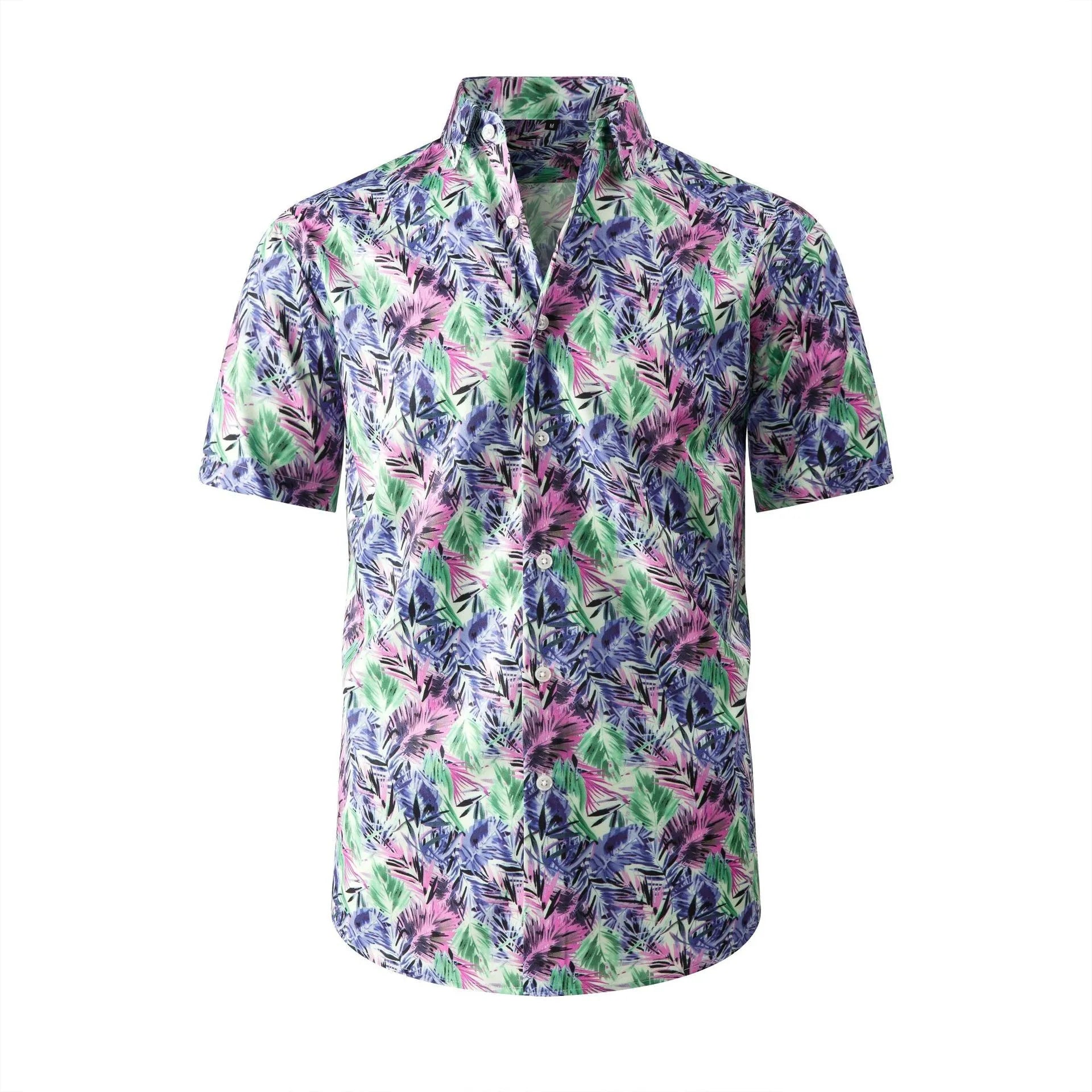 Hawaii beach shirt for men - casual stretchable ice silk cool short-sleeved shirt, comfortable and loose for a vacation outfit