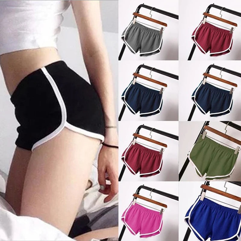 Sports Shorts Women Summer 2026 New Candy Color Anti Emptied Skinny Shorts Casual Lady Elastic Waist Beach Correndo Short Pants