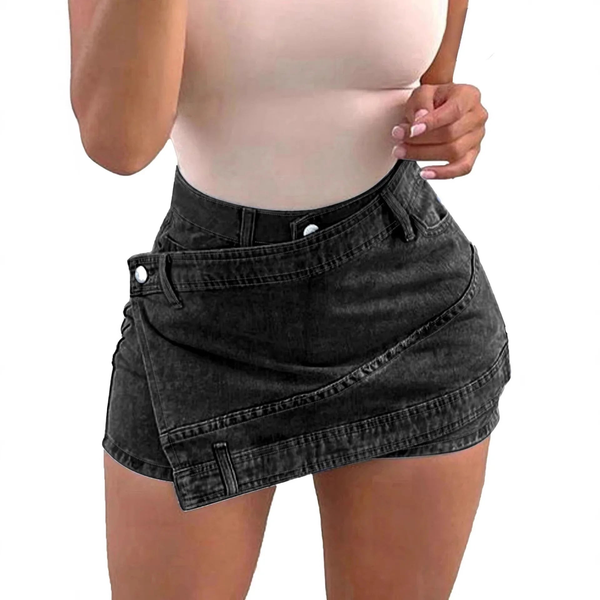 Denim Short Pant Women Jeans Vintage Shorts Pants Slim Fit High Waist Sexy Trousers Y2k Streetwear Elegant Splice Work Casual