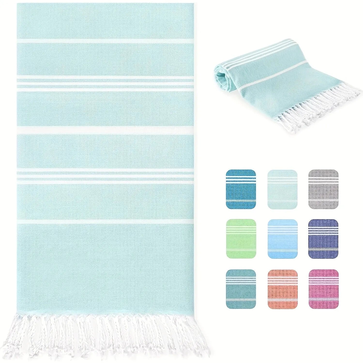 100X180cm Turkish Beach Towel Oversized Sand Free Tassel Quick Dry Swim Extra Large Light Travel for Adults Gifts Accessories ﻿2pcs