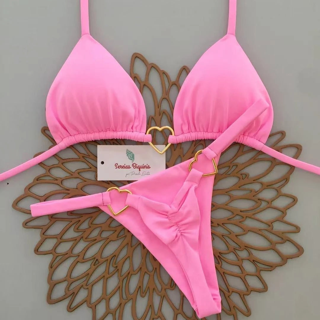 2026 New Sexy Lace-up Print Brazilian Bikini Women Swimsuit Micro Swimwear Backless Biquini Swimsuits Beachwear Thong Купальник