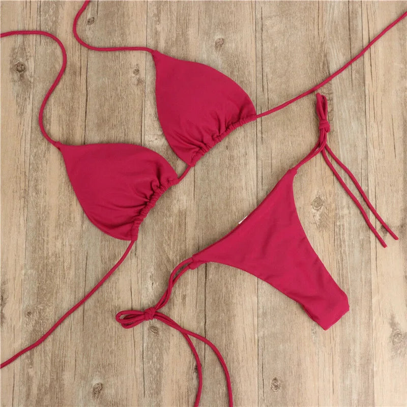 Sexy Bikinis Set Summer Brazilian Swimsuit Women Bra Thong Two Pieces Swimwear Beachwear Bathing Suit Beachwear Swimsuit Women