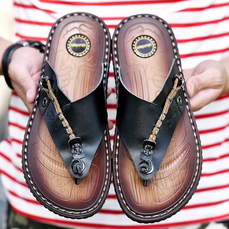 Men's Summer Flip Flops 2026- Comfortable Sandals with Arch Support and Non Slip Sole Suitable for Outdoor Beach Swimming Pools