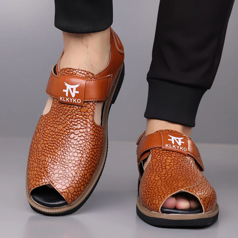 Sandals for Man Fashion Outdoor Roman Genuine Leather Indoor House Platform Male Beach Shoes Casual Men Sandals New In Summer