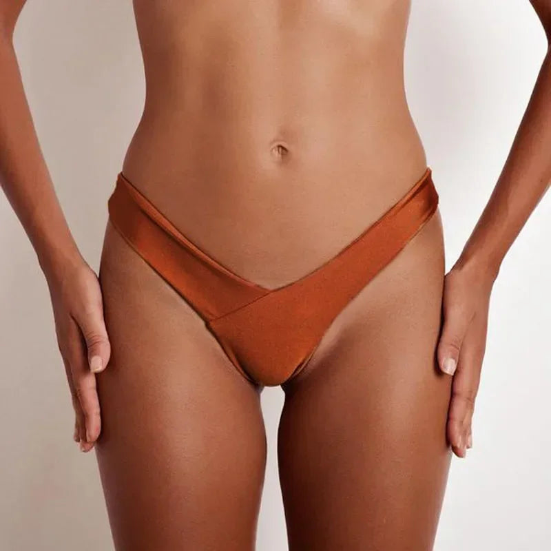 Hot Sexy Women Solid Color Brazilian Bikini Beachwear Bottom V Cheeky Bottom Beach Thong Swimwear Swimsuit Bathing Suit Shorts