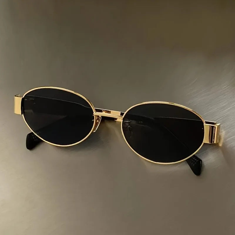 Trendy Oval Sunglasses for Women 2026 Luxury Brand Designer Metal Frame Sun Glasses Ladies Classic Vintage Round Shades Unisex