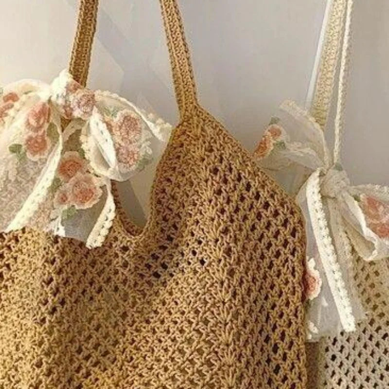 Beach Tote Bag Woven Large Capacity Designed for Women's Shoulder Comfort and Style