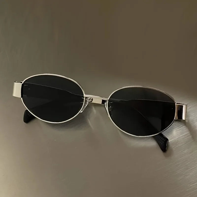 Trendy Oval Sunglasses for Women 2026 Luxury Brand Designer Metal Frame Sun Glasses Ladies Classic Vintage Round Shades Unisex