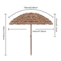 8-Rib Beach Umbrella 6.23ft/1.9m Height Adjustable Folding Patio Umbrellas Large Outdoor Thatched Tiki Umbrella For Garden Patio