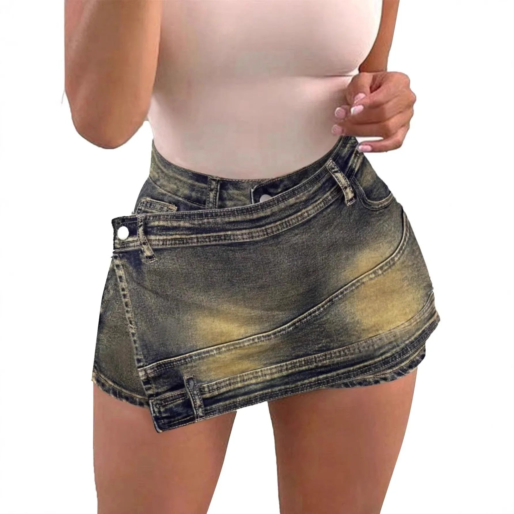 Denim Short Pant Women Jeans Vintage Shorts Pants Slim Fit High Waist Sexy Trousers Y2k Streetwear Elegant Splice Work Casual