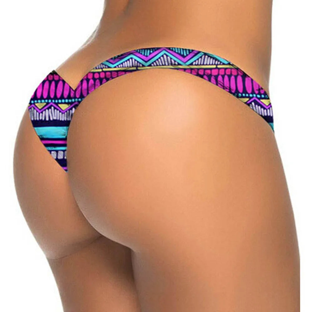 Women Brazilian Print Bikini Bottom Thong Bathing Beach Swimsuit Swimwear Summer Beach Comfortable Sexy Bikini 2026 Mujer