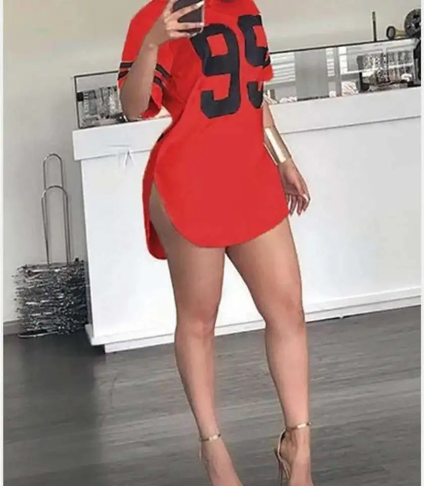 Woman's Tshirts Superior Quality Spring/summer Letters Loose O Neck Short Sleeve Fashion Ladies Tops T Shirt Dress  SJL9