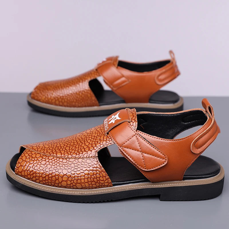 Sandals for Man Fashion Outdoor Roman Genuine Leather Indoor House Platform Male Beach Shoes Casual Men Sandals New In Summer