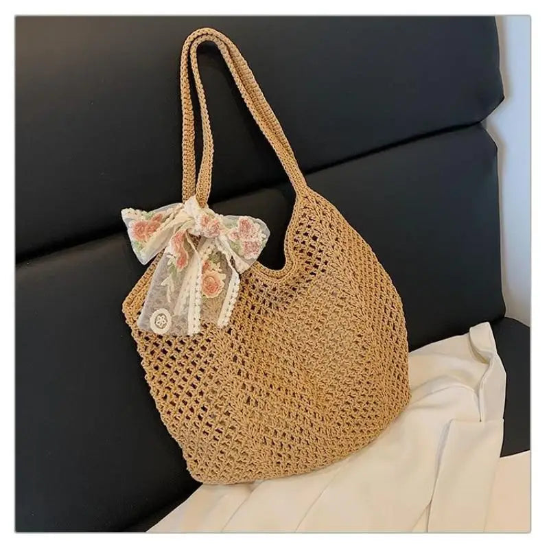 Beach Tote Bag Woven Large Capacity Designed for Women's Shoulder Comfort and Style