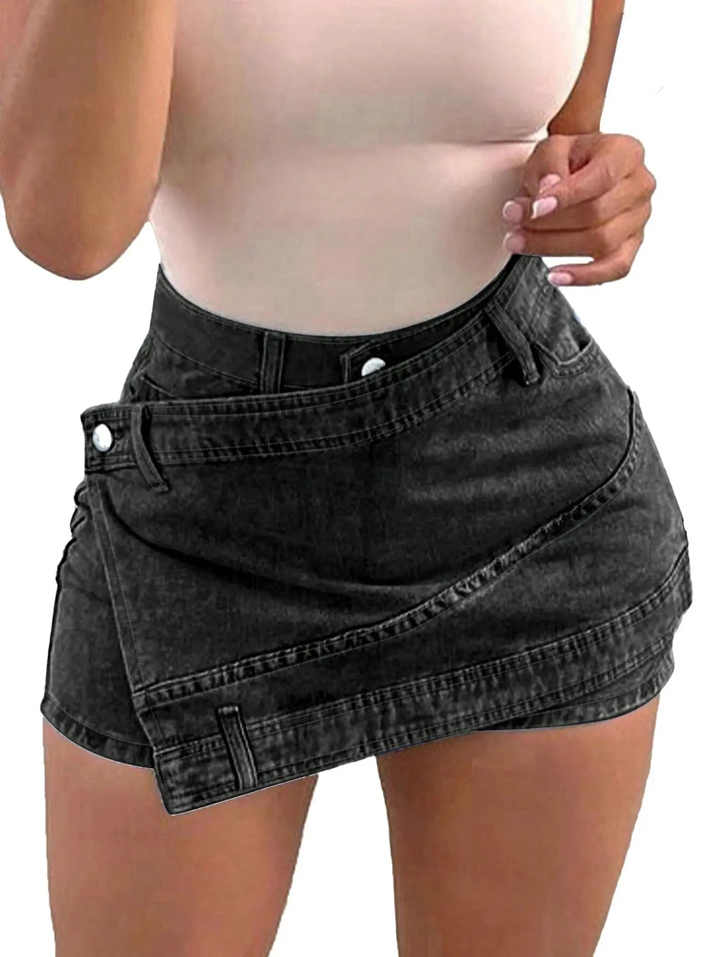 Denim Short Pant Women Jeans Vintage Shorts Pants Slim Fit High Waist Sexy Trousers Y2k Streetwear Elegant Splice Work Casual