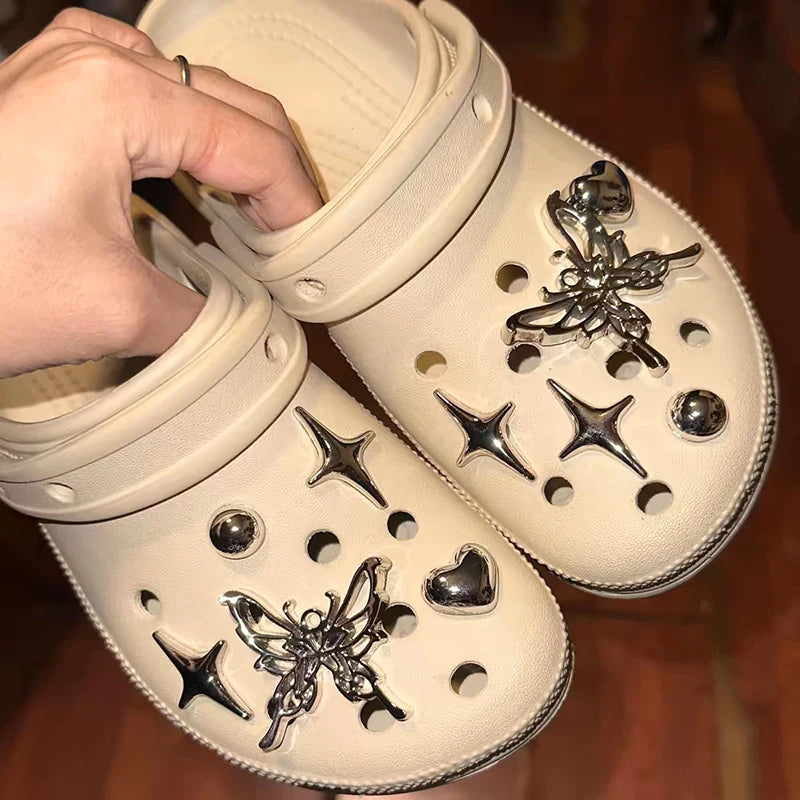 Sea DIY Shell Hole Punch Shoe Charms Ocean Lava Rock & Starfish Shoe Clips For Summer Sandals & Slippers Decorations Women Gifts