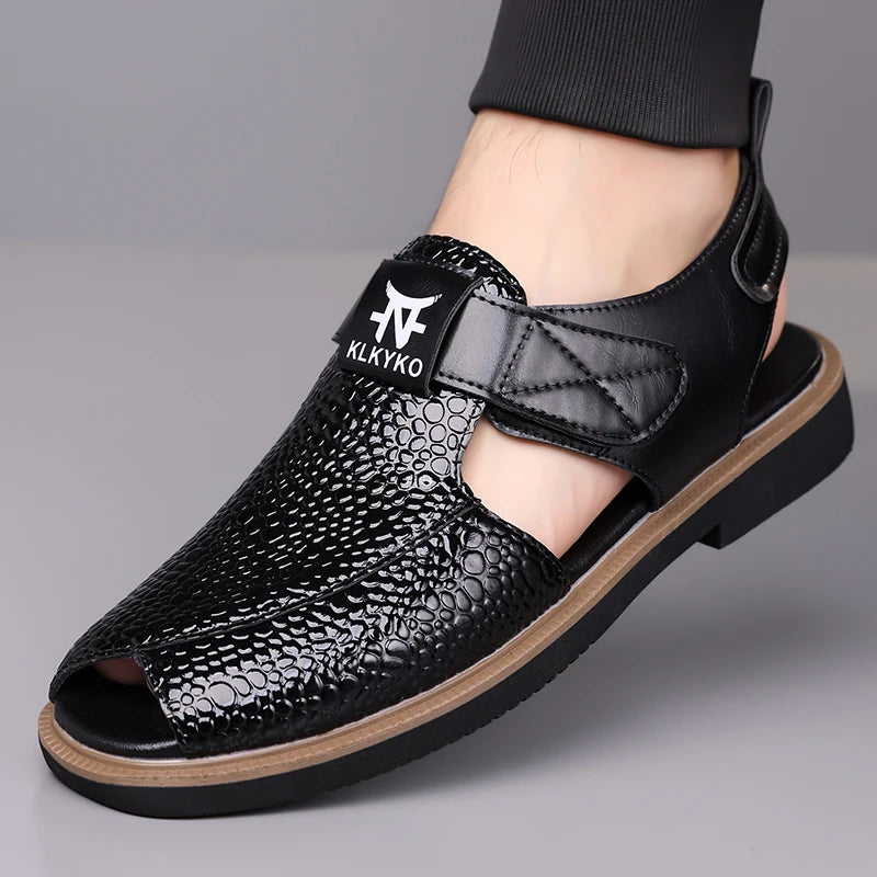 Sandals for Man Fashion Outdoor Roman Genuine Leather Indoor House Platform Male Beach Shoes Casual Men Sandals New In Summer