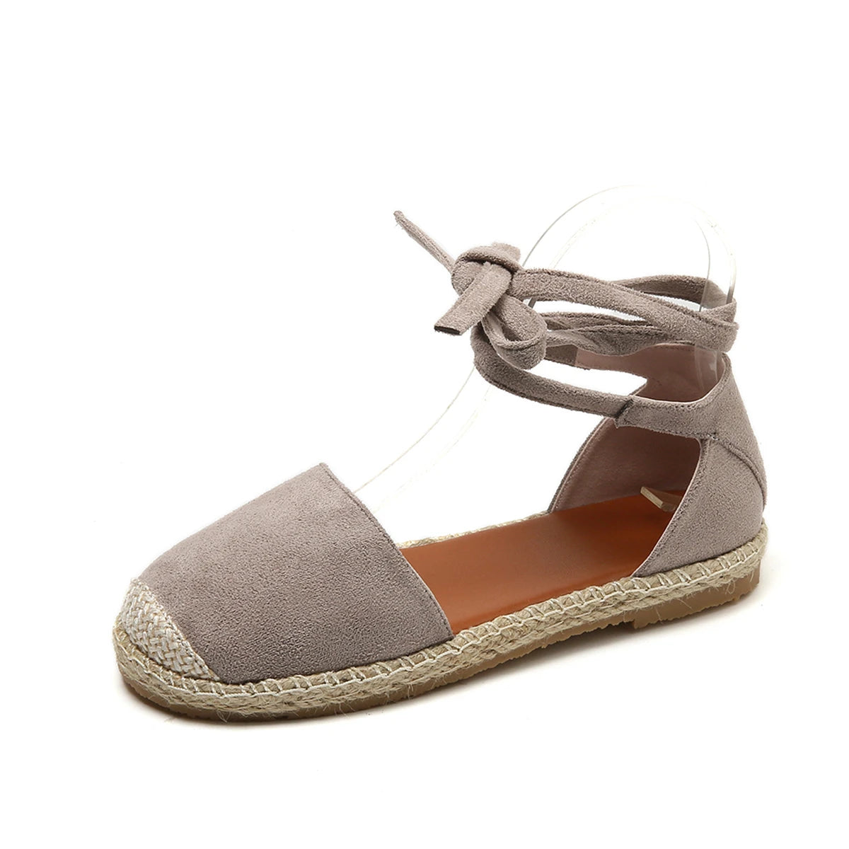 Designer Sandals for Women in Summer Fashion Round Toe Casual Flat Shoes Ankle Lace-up Rattan Woven Grass Roman Sandals
