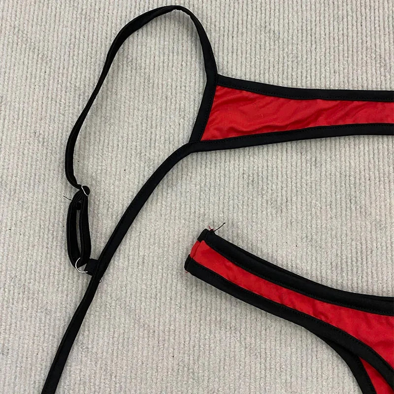 European American Sexy spicy girl solid color slim fit bikini summer Hot Beach trendy fashionable High street strap bikini sets