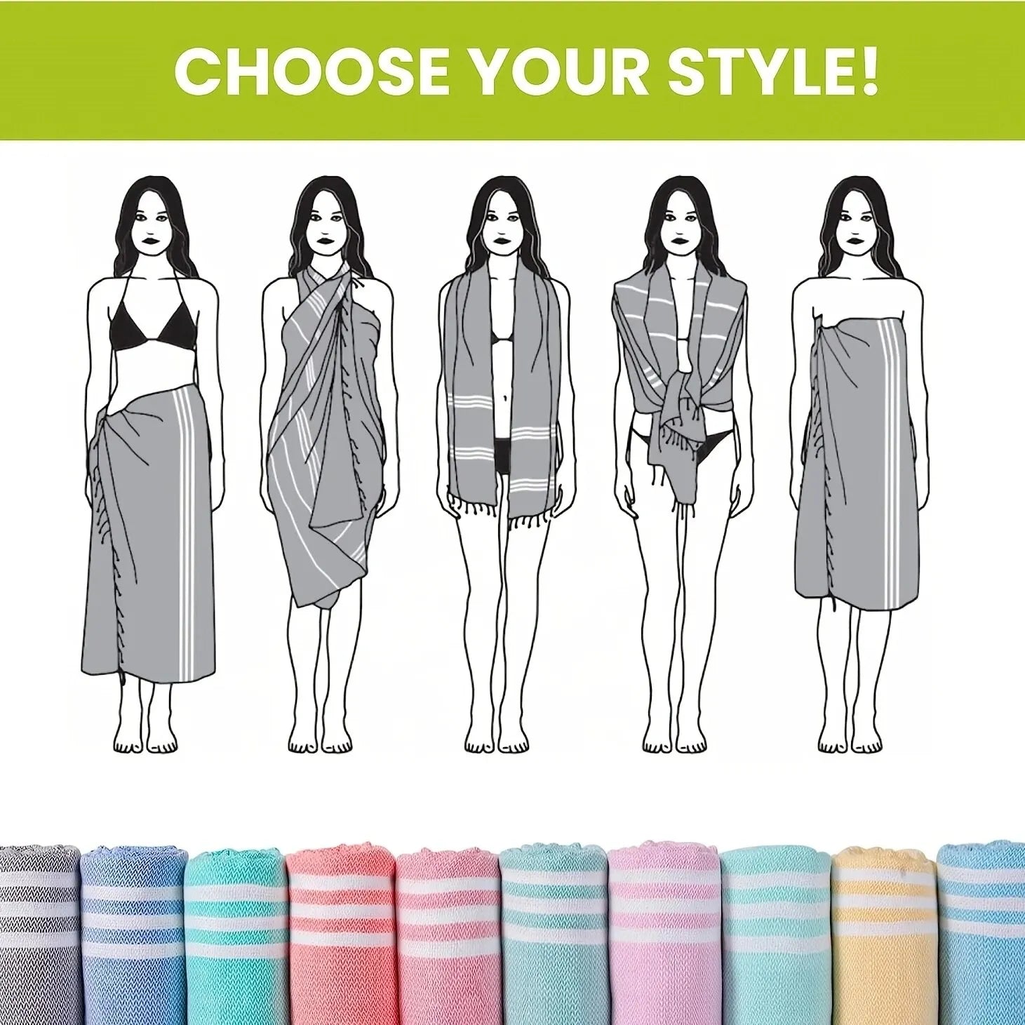 100X180cm Turkish Beach Towel Oversized Sand Free Tassel Quick Dry Swim Extra Large Light Travel for Adults Gifts Accessories ﻿2pcs