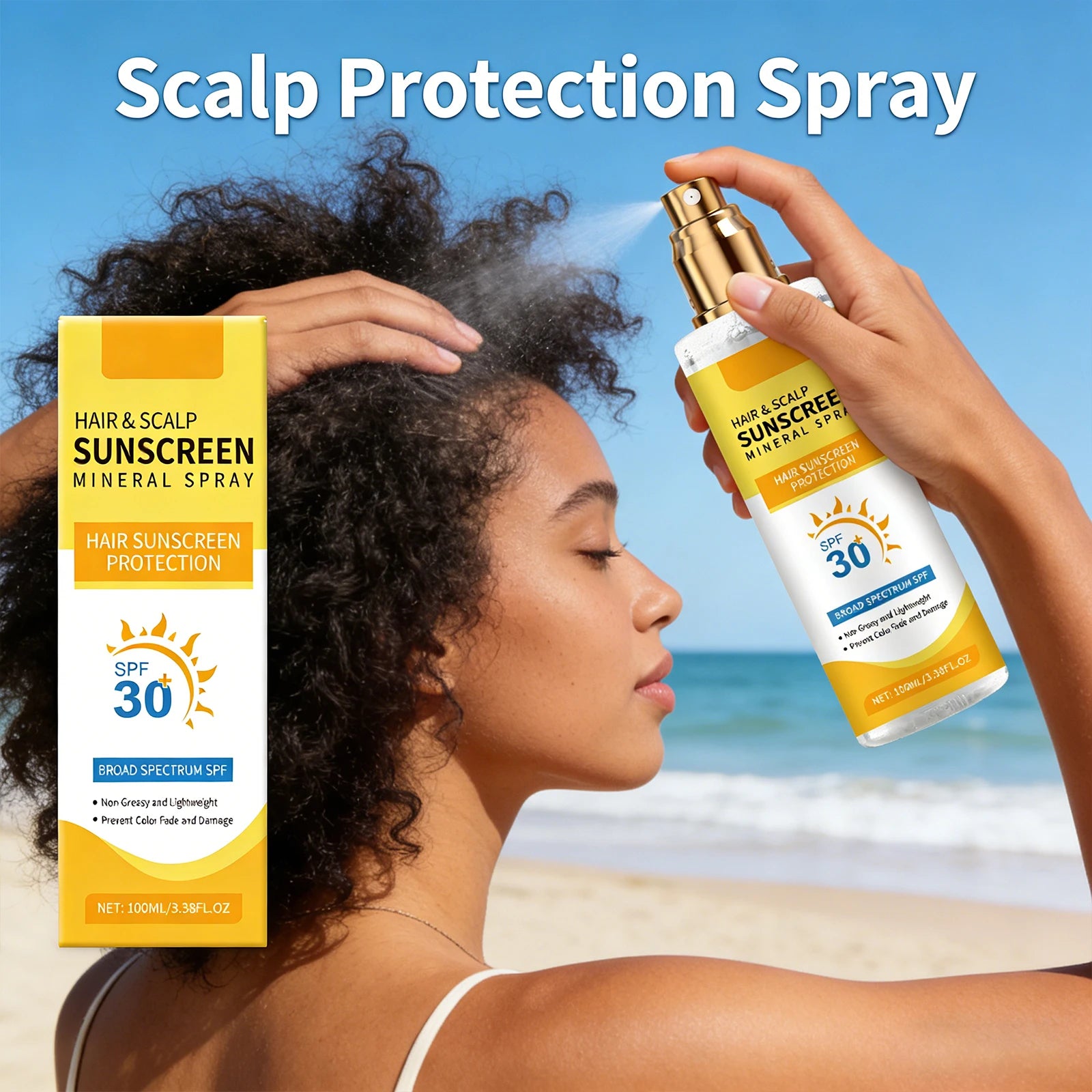 100ml Scalp Protection Spray For Outdoor Hair Care UV Defense Color Lock Nourish Dry Scalp Repair Lightweight Portable Travel