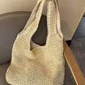 Large Capacity Straw Bag Shoulder Crossbody Basket Weave Canvas Beach Bag for Women Summer Vacation Casual Style Handbag