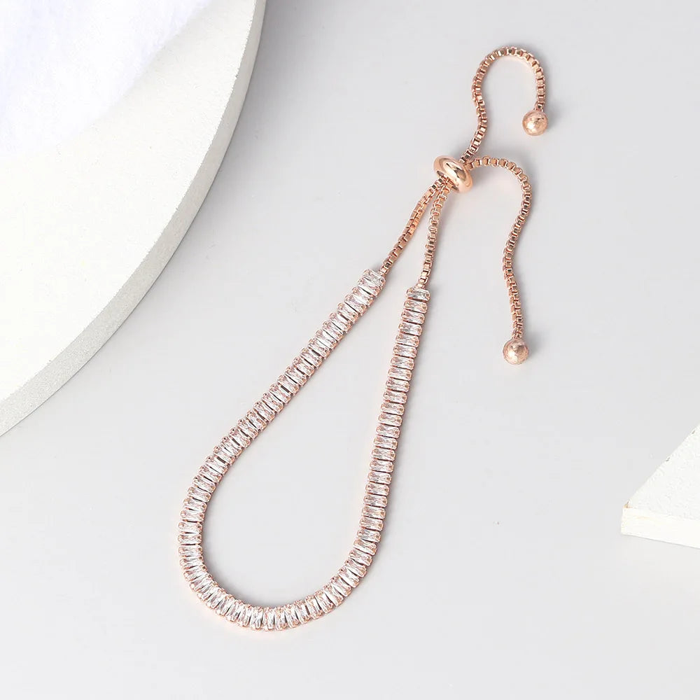 Tennis Bracelet For Women 1.5*3 mm Sparking Zircon Jewerlly Rose Gold Color Handmade Friends Gift Cute Jewelry Wholesale H017