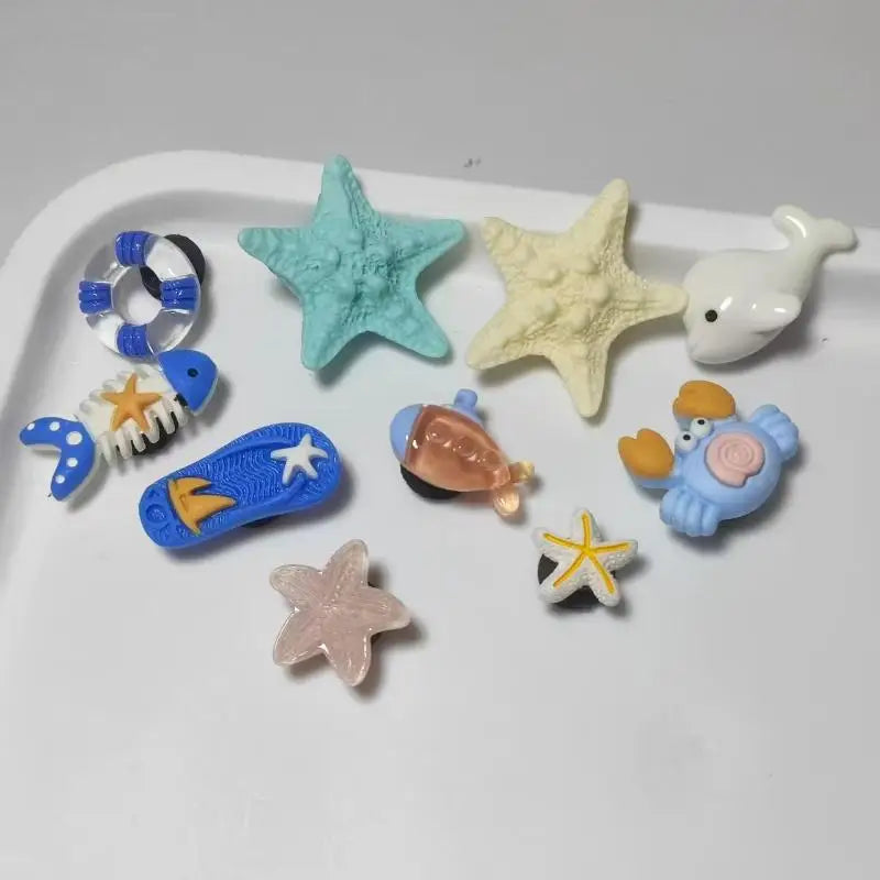 Sea DIY Shell Hole Punch Shoe Charms Ocean Lava Rock & Starfish Shoe Clips For Summer Sandals & Slippers Decorations Women Gifts