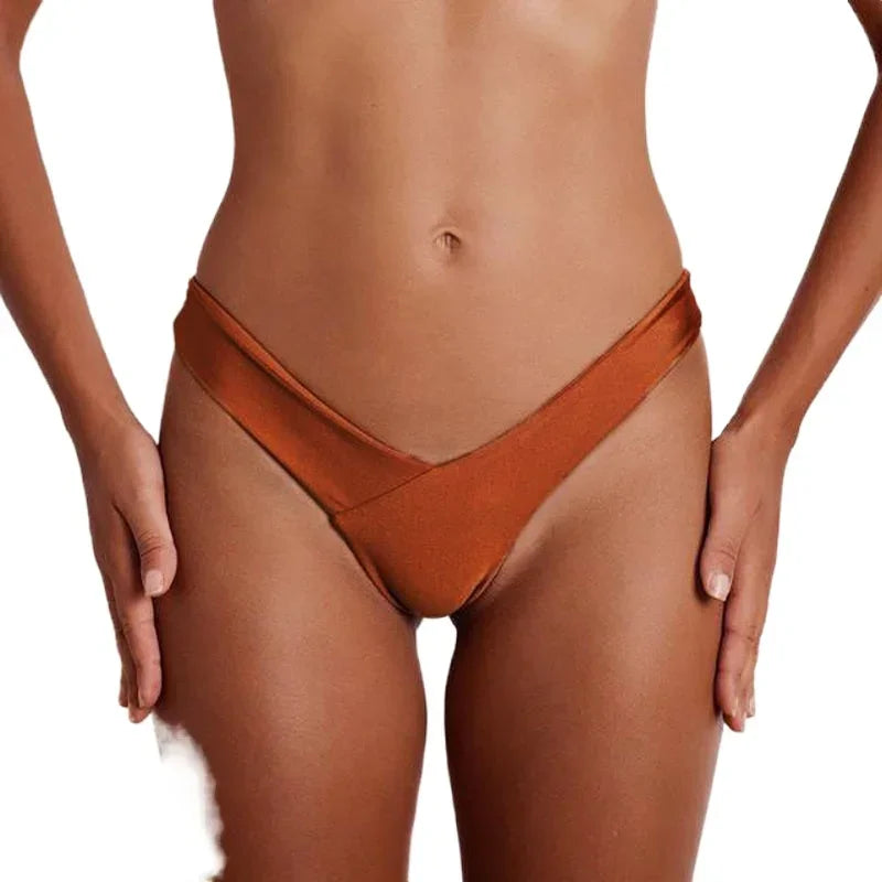 Hot Sexy Women Solid Color Brazilian Bikini Beachwear Bottom V Cheeky Bottom Beach Thong Swimwear Swimsuit Bathing Suit Shorts