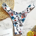 Sexy Floral Print Brazilian Bikini Bottom Women's Swimwear High Waisted New V Thong Swimsuit Bathing Suit Women Swimwear Women