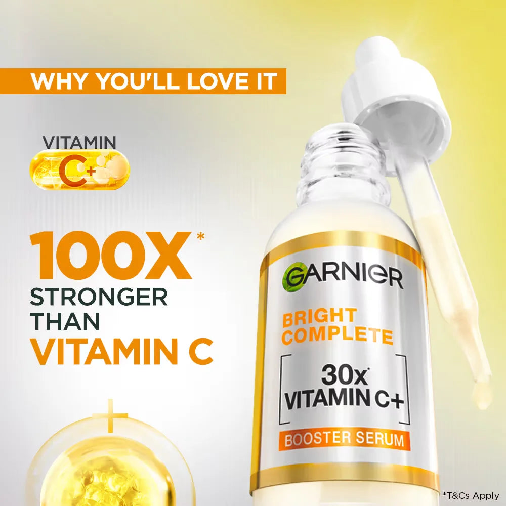Garnier Bright Complete Vitamin C Booster Face Serum 30ml Facial Essence With 377 For Skin Radiance Even Texture Daily Care
