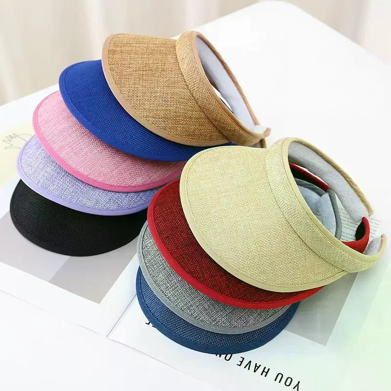 Summer Sun Hat Portable Wide Brim Beach Hats Outdoor Traveling Foldable Visor Hat Multi-function Straw Cap Suncap For Women