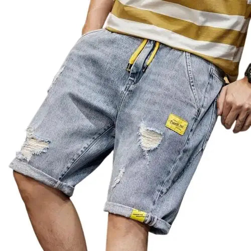 Summer Thin Jeans Short Pants Men's Loose Straight Leg Short Jeans Wear Resistant Fashionable Harajuku Style Casual Wear