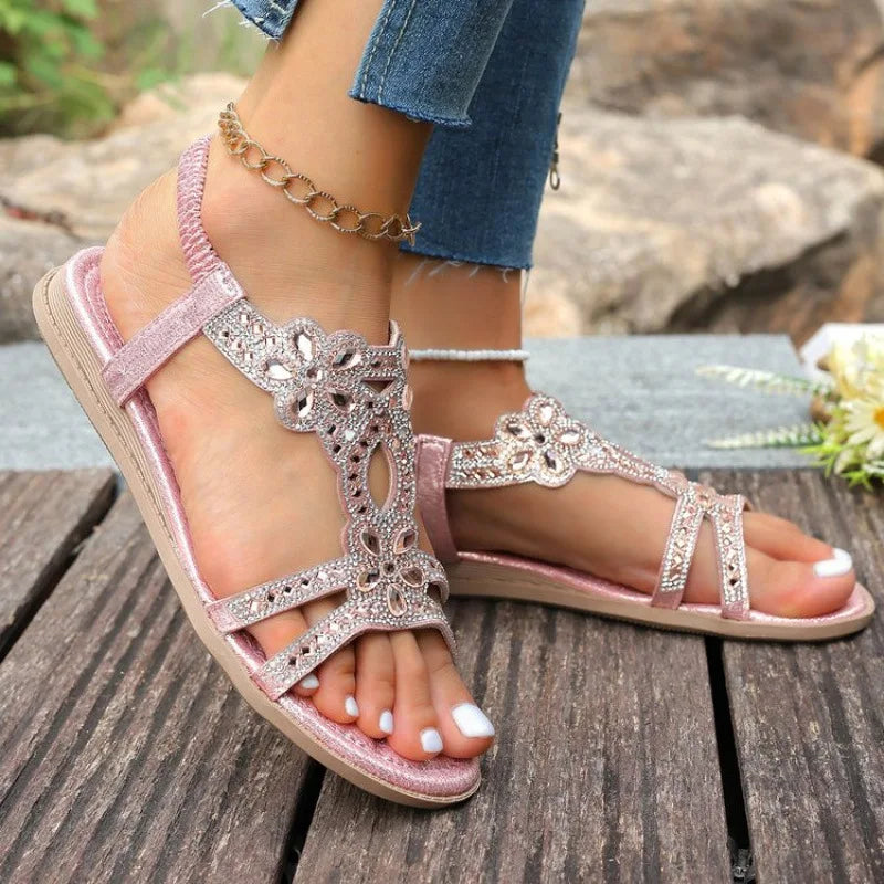 Women's Sandals Fashion Women Summer Sandals 2026 New Summer Shoes For Women Low Heels Flat Sandalias Mujer Crystal Footwear