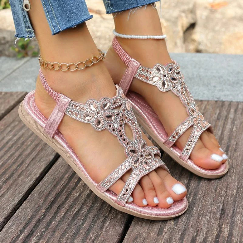 Women's Sandals Fashion Women Summer Sandals 2026 New Summer Shoes For Women Low Heels Flat Sandalias Mujer Crystal Footwear