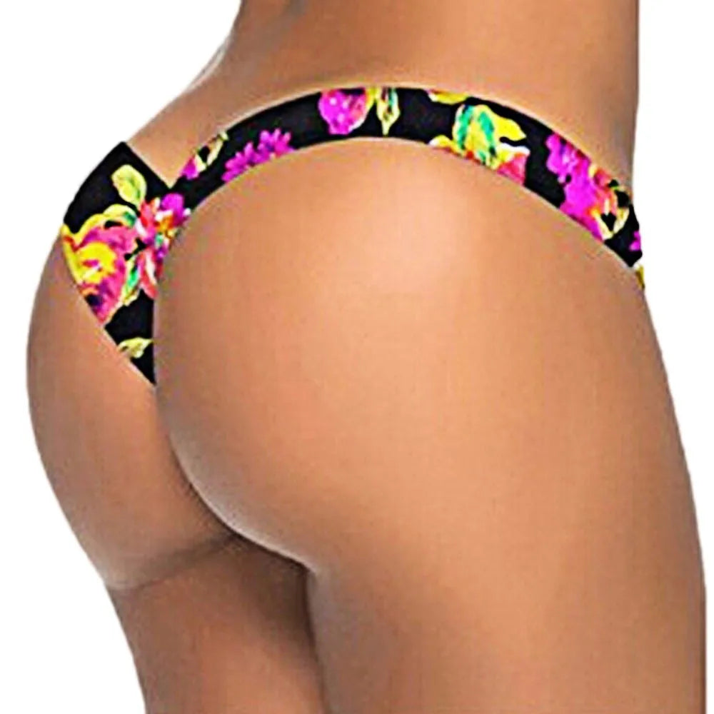 Women Brazilian Print Bikini Bottom Thong Bathing Beach Swimsuit Swimwear Summer Beach Comfortable Sexy Thong Bikini 2026 Mujer