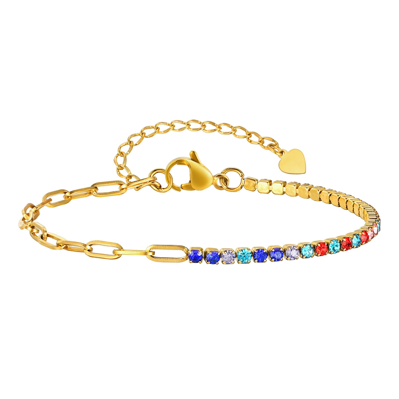 Tennis Bracelets, Paperclip Link Chain Bracelet for Women, Stainless Steel Layered Hand Wristband Accessories