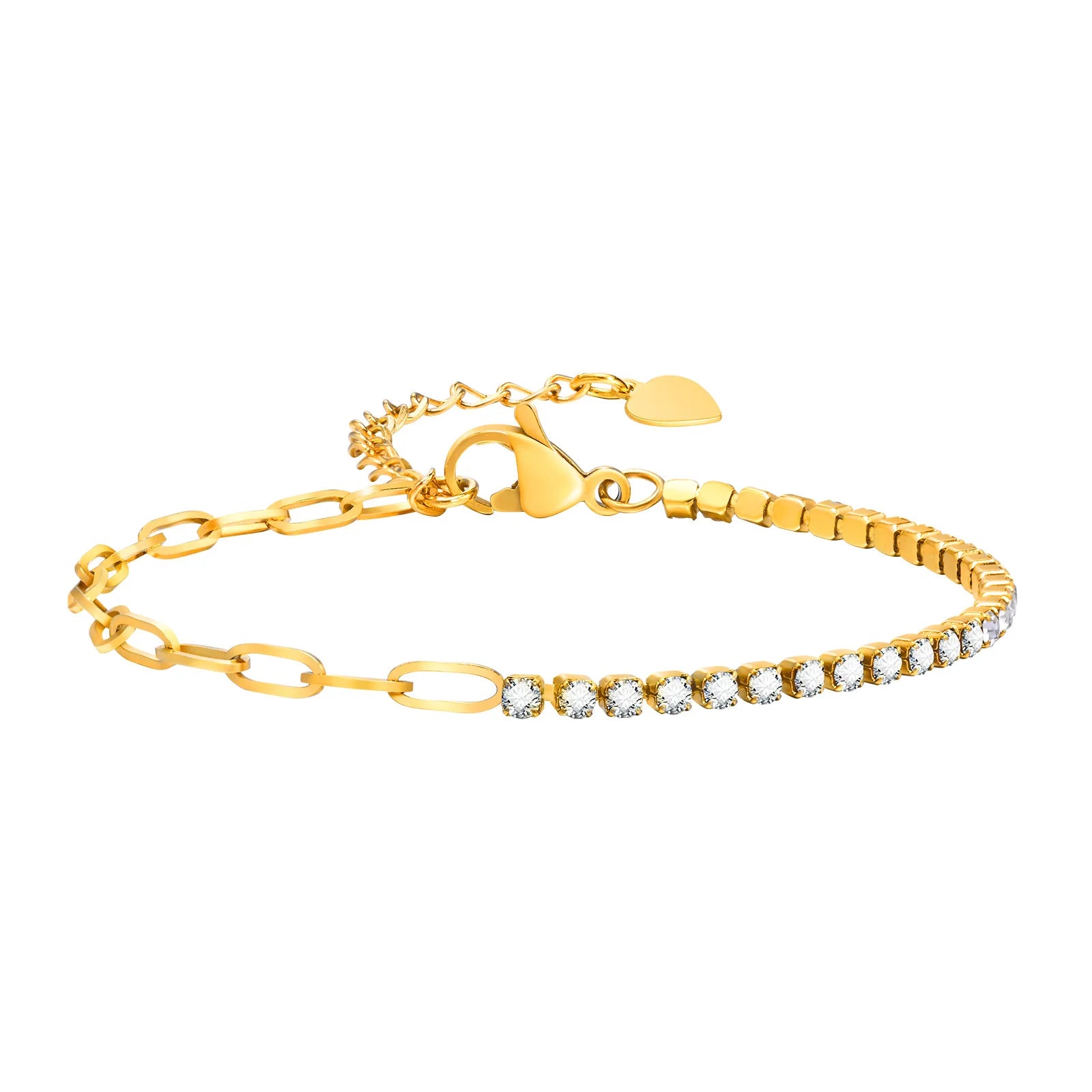 Tennis Bracelets, Paperclip Link Chain Bracelet for Women, Stainless Steel Layered Hand Wristband Accessories