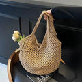 Woven Tote Bag Breathable Beach Shoulder Bag Travel Beach Tote Casual Hollow Out Bag For Day Trips Swimming Pool Beach