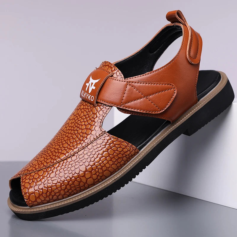 Sandals for Man Fashion Outdoor Roman Genuine Leather Indoor House Platform Male Beach Shoes Casual Men Sandals New In Summer