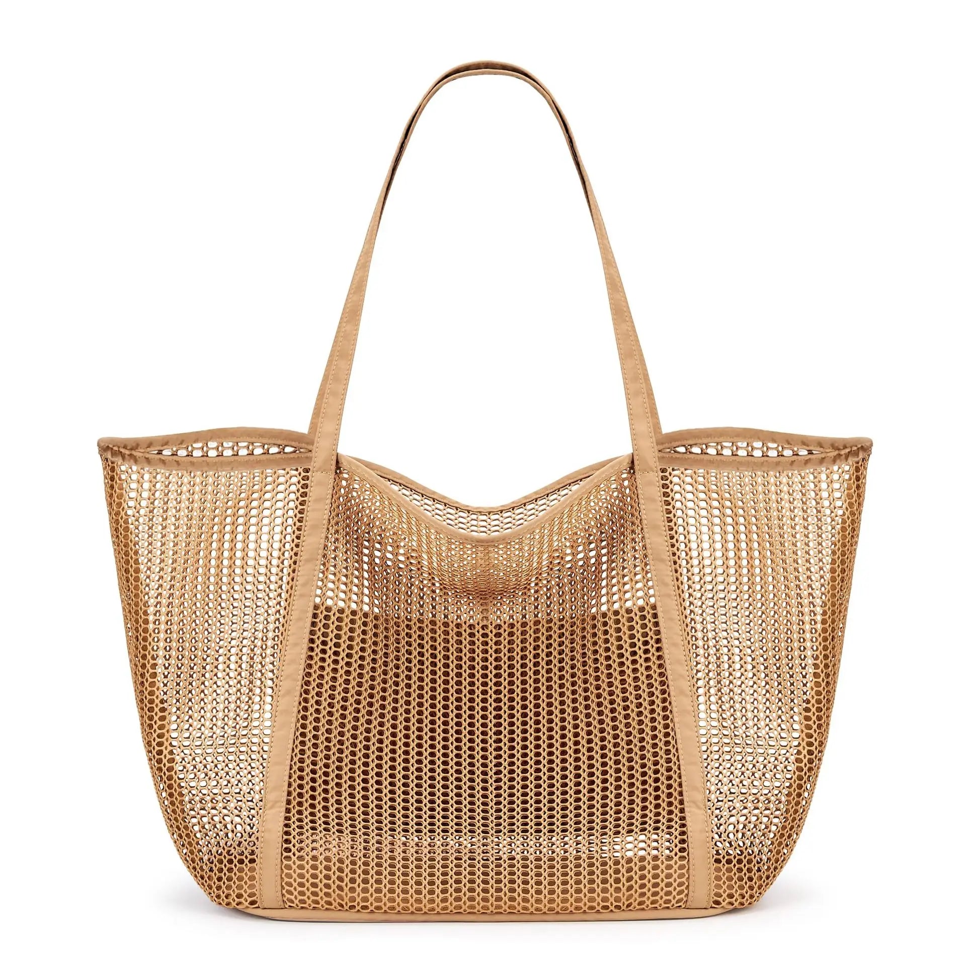 Beach Mesh Tote Bag Womens Shoulder Handbag 27L Grocery Bag Storage Bag for Cruise/Swim/Vacation Essentials 해변 그물코 핸드백